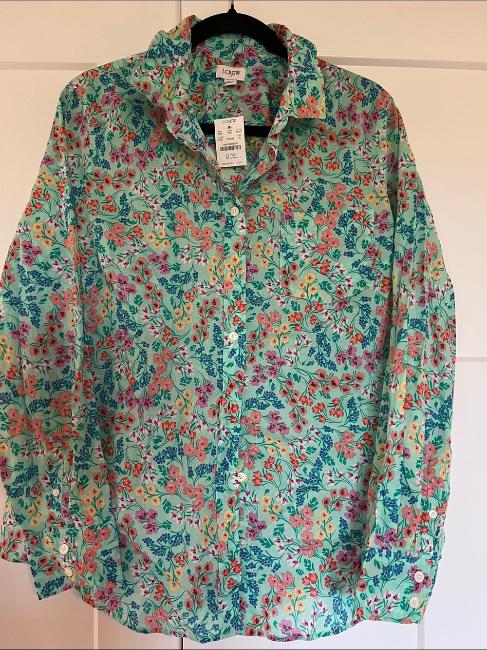 J. Crew Mint Green Floral Button-Down Shirt